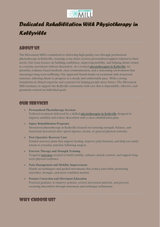 Dedicated Rehabilitation With Physiotherapy in Kellyville