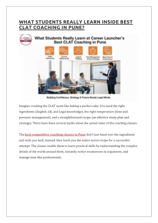 WHAT STUDENTS REALLY LEARN INSIDE BEST CLAT COACHING IN PUNE.