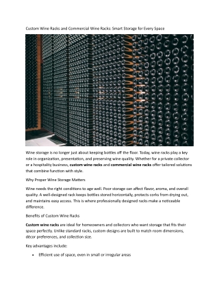 Custom Wine Racks and Commercial Wine Racks Smart Storage for Every Space