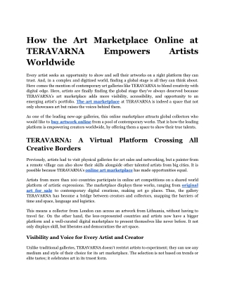 How the Art Marketplace Online at TERAVARNA Empowers Artists Worldwide