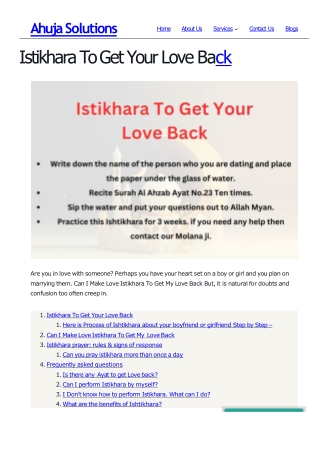 Istikhara To Get Your Love Back
