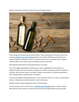 Modular Wine Racks Australia Stylish & Practical Storage Solutions