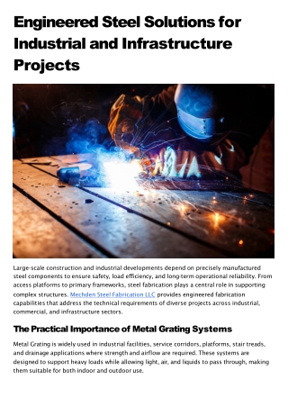 Engineered Steel Solutions for Industrial and Infrastructure Projects