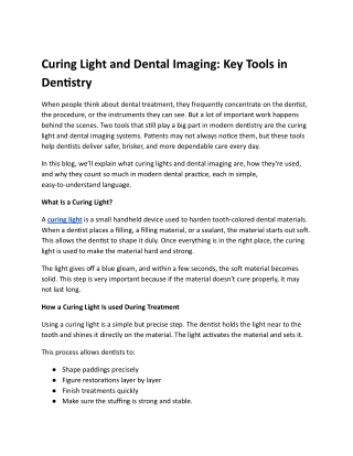 Curing Light and Dental Imaging_ Key Tools in Dentistry