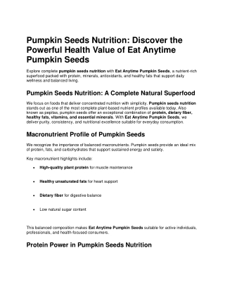 Pumpkin Seeds Nutrition