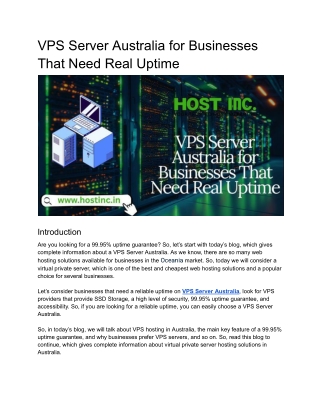 VPS Server Australia for Businesses That Need Real Uptime