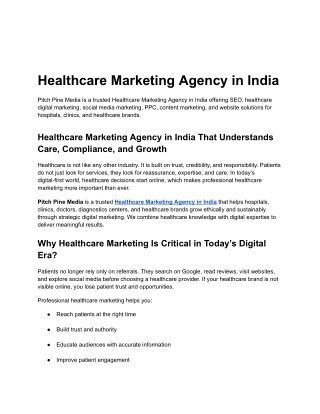 Healthcare Marketing Agency in India