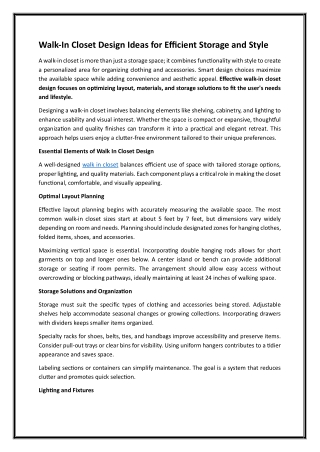 Walk-In Closet Design Ideas for Efficient Storage and Style