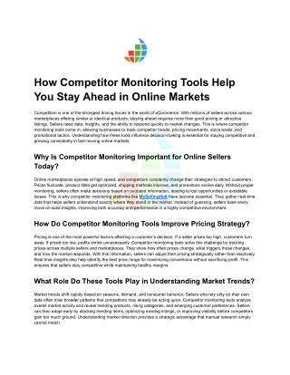 How Competitor Monitoring Tools Help You Stay Ahead in Online Markets