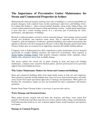 The Importance of Preventative Gutter Maintenance for Strata and Commercial