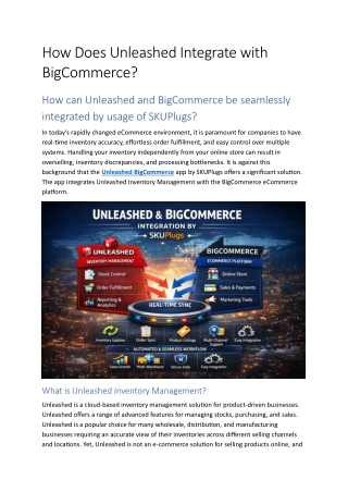 How Does Unleashed Integrate with BigCommerce