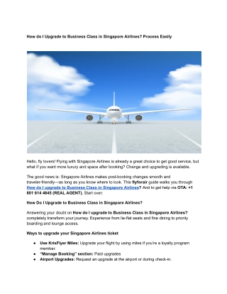 How do I Upgrade to Business Class in Singapore Airlines_ Process Easily