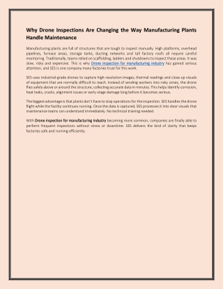 Why Drone Inspections Are Changing the Way Manufacturing Plants Handle Maintenance