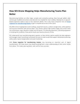 How SES Drone Mapping Helps Manufacturing Teams Plan Better