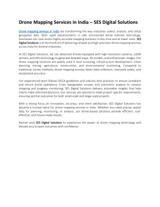 Drone Mapping Services in India – SES Digital Solutions