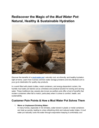 Rediscover the Magic of the Mud Water Pot_ Natural, Healthy & Sustainable Hydration