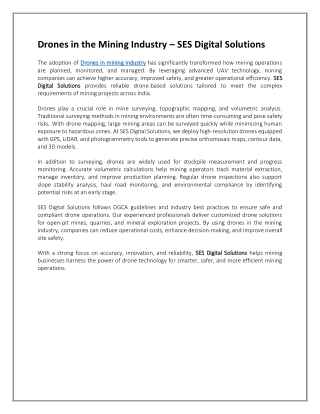 Drones in the Mining Industry – SES Digital Solutions
