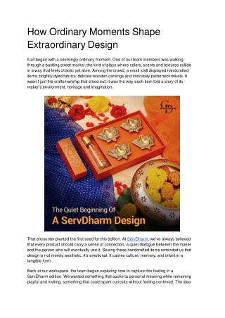 How Ordinary Moments Shape Extraordinary Design