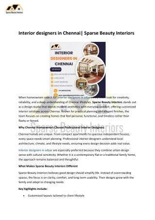 Interior Designers in adyar  – Trusted Experts for Thoughtful Living Spaces