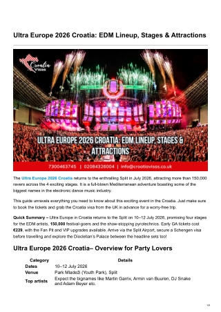Ultra Europe 2026 Croatia EDM Lineup Stages Attractions