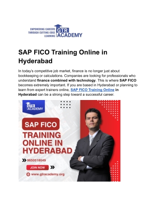 SAP FICO Training Online in Hyderabad