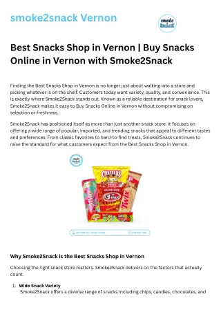 Best Snacks Shop in Vernon  Buy Snacks Online in Vernon with Smoke2Snack