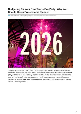 Budgeting for Your New Years Eve Party Why You Should Hire a Professional Planner