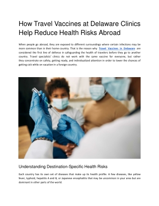 How Travel Vaccines at Delaware Clinics Help Reduce Health Risks Abroad