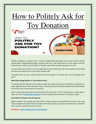 How to Politely Ask for Toy Donation