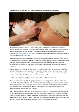 Sculpting Buccal Facial In NYC