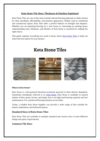 Kota Stone Tile Sizes Thickness Finishes Explained