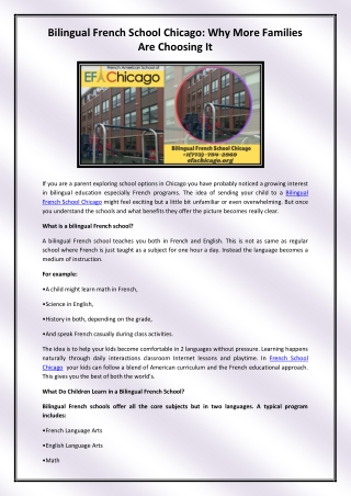 Bilingual French School Chicago