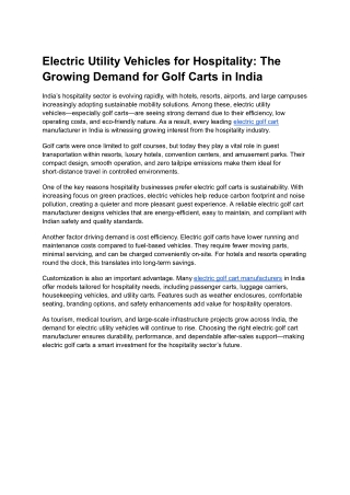 Electric Golf Cart Manufacturer for Hospitality in India