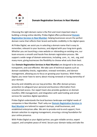 Domain Registration Services In Navi Mumbai