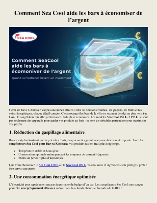 Top 10 raisons pour lesquelles les restaurants préfèrent le congélateur Sea Cool