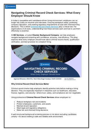 Navigating Criminal Record Check Services: What Every Employer Should Know