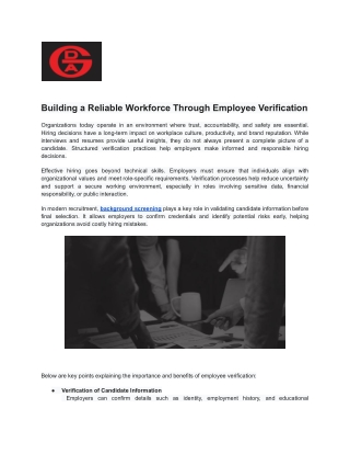 Building a Reliable Workforce Through Employee Verification