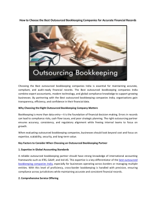 How to Choose the Best Outsourced Bookkeeping Companies for Accurate Financial Records