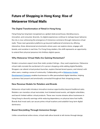 Future of Shopping in Hong Kong_ Rise of Metaverse Virtual Malls