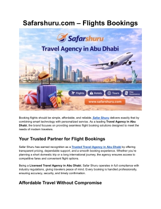 Why Safar Shuru Is Among the Top Travel Agencies in Abu Dhabi