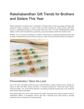 Rakshabandhan Gift Trends for Brothers and Sisters This Year