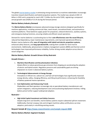 Marine Battery Market Research Report, Demand and Future Trends 2026-2035