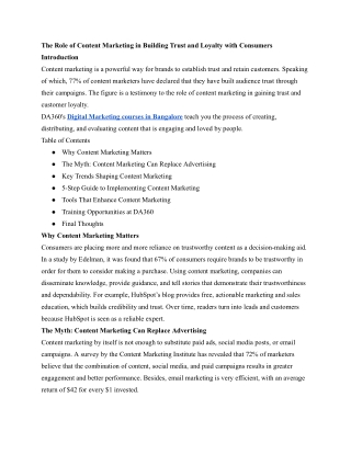 The Role of Content Marketing in Building Trust and Loyalty with Consumers
