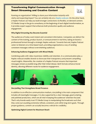 Transforming Digital Communication through Smart Streaming and Creative Content