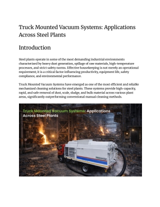 Truck Mounted Vacuum Systems_ Applications Across Steel Plants