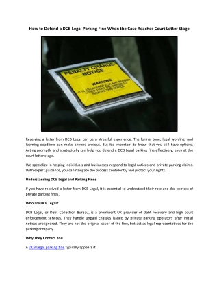 How to Defend a DCB Legal Parking Fine When the Case Reaches Court Letter Stage