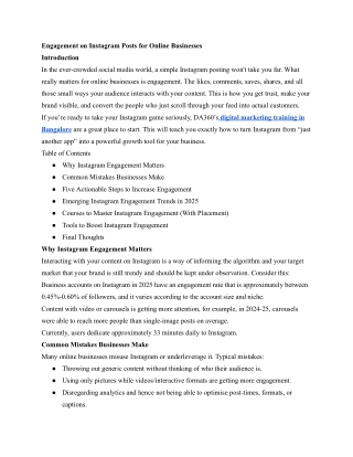 Engagement on Instagram Posts for Online Businesses