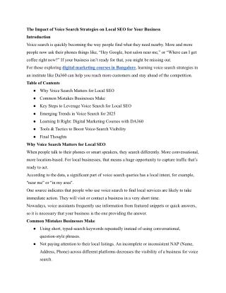 The Impact of Voice Search Strategies on Local SEO for Your Business