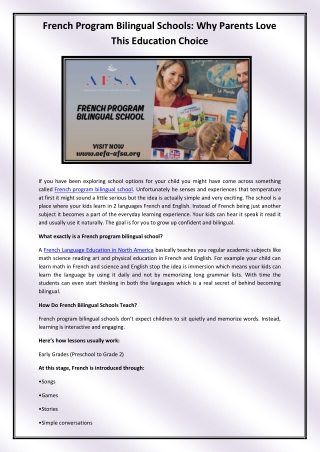 French program bilingual school