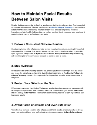 How to Maintain Facial Results Between Salon Visits